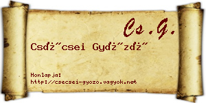 Csécsei Győző névjegykártya